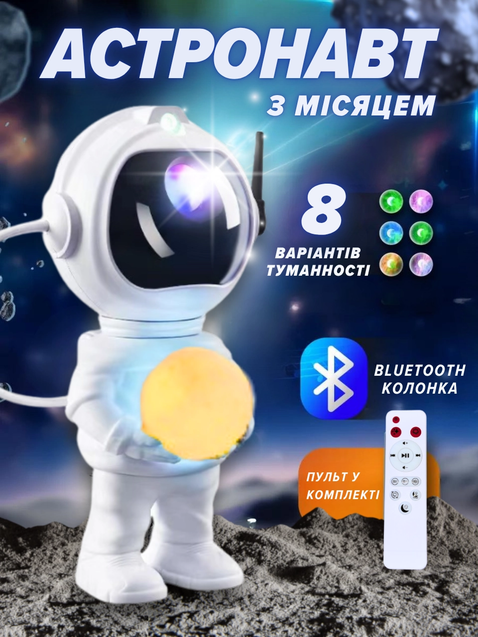 Проектор "Астронавт з місяцем" з Bluetooth колонкою