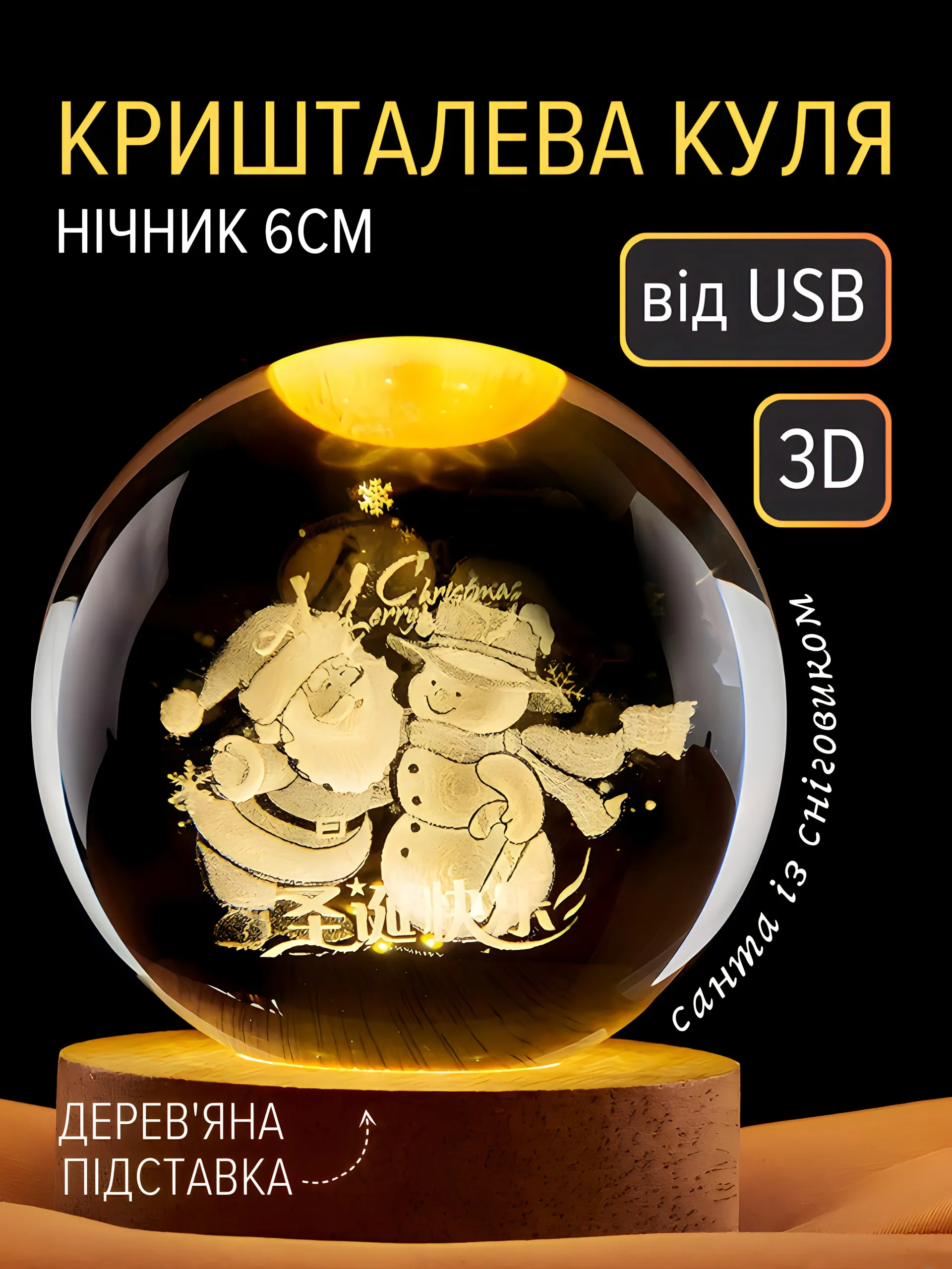 Куля "Санта із сніговиком" (6см)