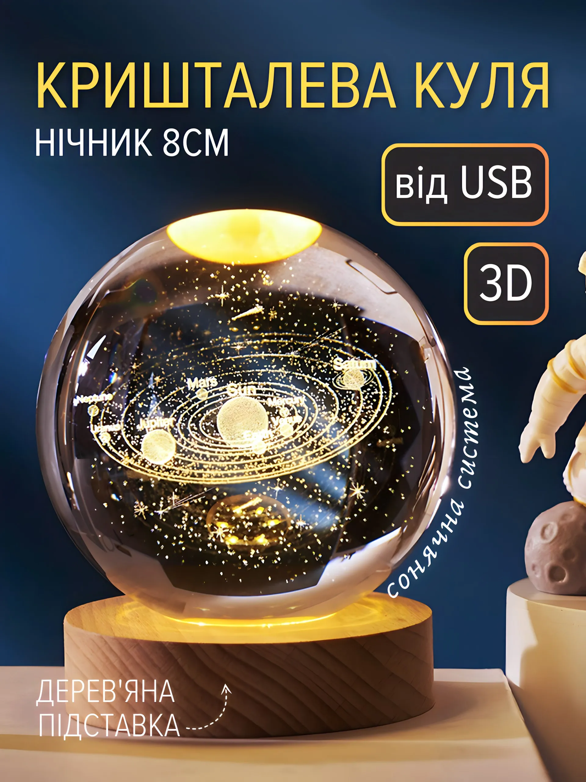 Куля "Сонячна система з зірками" (8см)