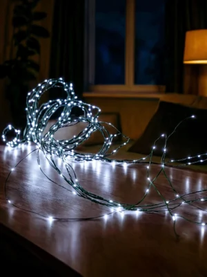 Гірлянда «Кінський хвіст» 3 м, 20 ниток, 600 LED, зелений дріт, біле світло, фото 2