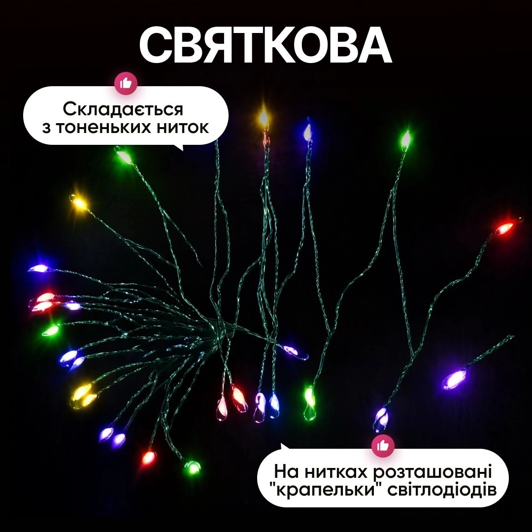 Гірлянда кінський хвіст мішура 2 м мультиколор, фото 3