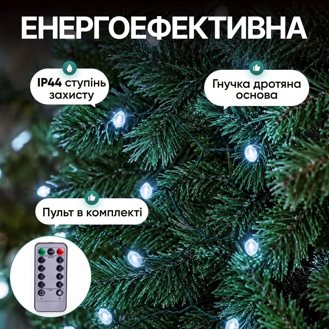 Гірлянда кінський хвіст мішура 3 м біла, фото 2