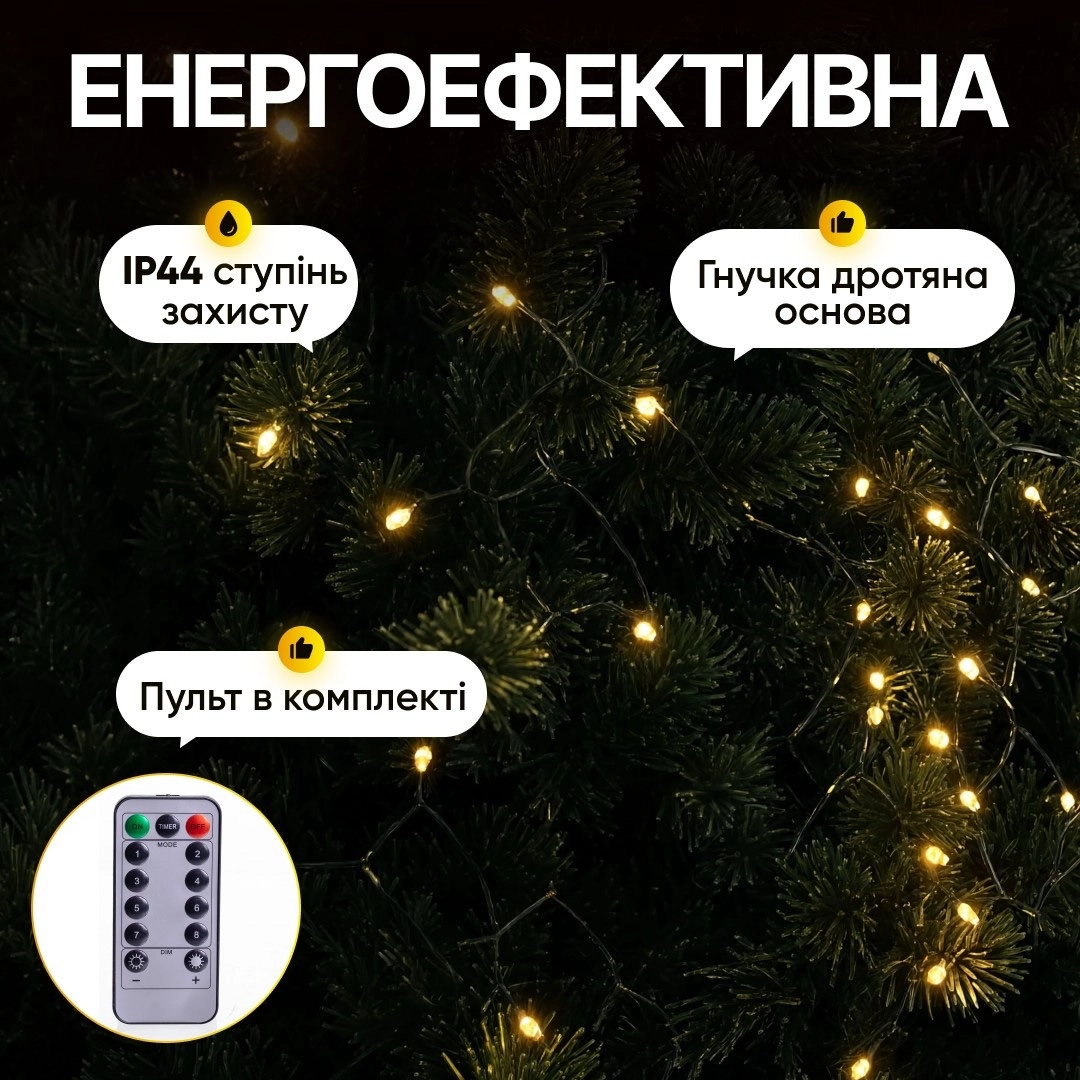 Гірлянда кінський хвіст мішура 3 м жовта, фото 2