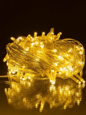 Гірлянда-нитка кімнатна 10 м, 120 LED, білий дріт, жовте світло, фото 2