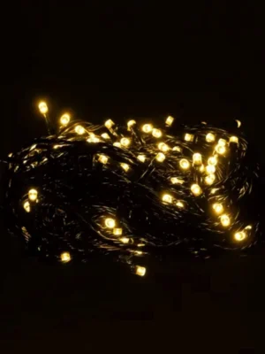 Гірлянда-нитка кімнатна 10 м, 120 LED, чорний дріт, жовте світло, фото 2