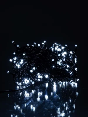 Гірлянда-нитка кімнатна 14 м, 160 LED, чорний дріт, біле світло, фото 2
