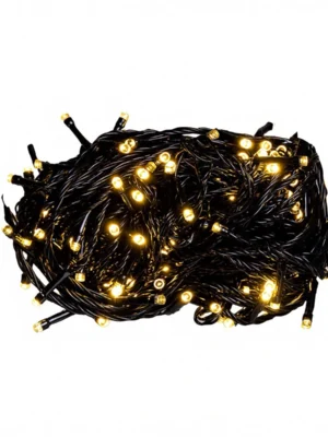 Гірлянда-нитка кімнатна 22 м, 220 LED, чорний дріт, жовте світло, фото 2