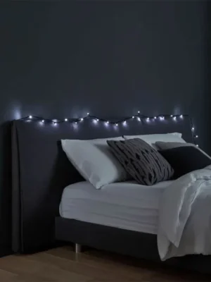 Гірлянда-нитка кімнатна 6 м, 50 LED, чорний дріт, біле світло, фото 2