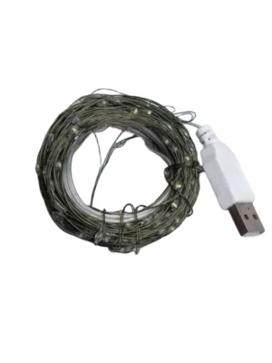 Гірлянда роса 10 м жовта, гірлянда на дроті з USB-штекером