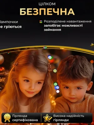 Гірлянда роса 20 м USB, 200 LED, зелений дріт, мультиколор, фото 2