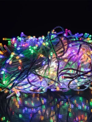 Гірлянда роса 50 м з пультом, 500 LED, білий дріт, мультиколор, фото 2