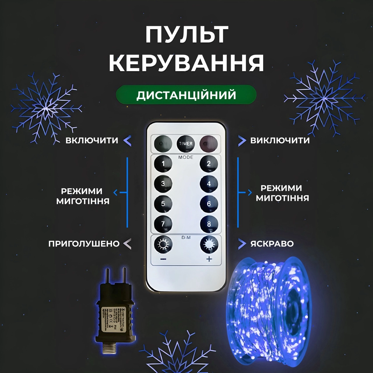 Гірлянда роса 50 м синя, фото 2