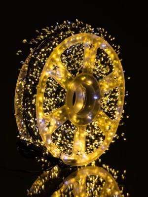 Гірлянда роса «Хвойна лапа» 100 м, 2000 LED, зелений дріт, жовте світло, фото 2