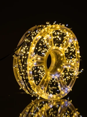 Гірлянда роса «Хвойна лапа» 50 м, 1000 LED, зелений дріт, жовте світло, фото 2