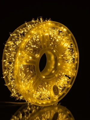 Гірлянда роса «Хвойна лапа» 50 м, 1500 LED, білий дріт, жовте світло, фото 2
