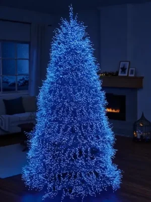 Гірлянда роса «Хвойна лапа» 50 м, 1500 LED, зелений дріт, синє світло, фото 2