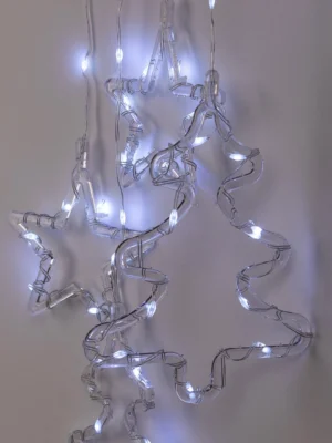 Гірлянда-штора «Ялинки та зірки» 3×0,9 м, 120 LED, біле світло, фото 2