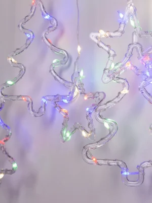 Гірлянда-штора «Ялинки та зірки» 3×0,9 м, 120 LED, мультиколор, фото 2