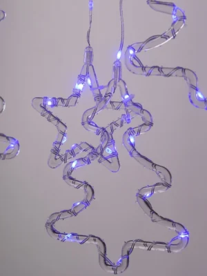 Гірлянда-штора «Ялинки та зірки» 3×0,9 м, 120 LED, синє світло, фото 2