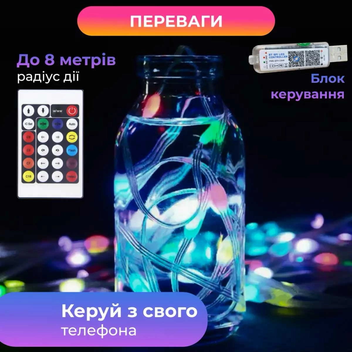 Смарт гірлянда на ялинку 2 м, фото 2
