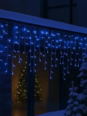 Вулична гірлянда «Бахрома» 12 м, 200 LED, білий дріт, синє світло, фото 2