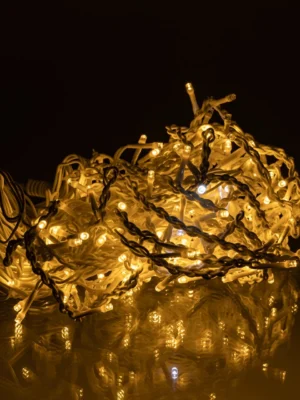 Вулична гірлянда «Бахрома» 12 м, 200 LED, білий дріт, жовте світло, фото 3