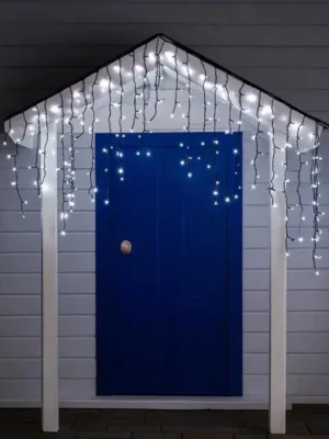 Вулична гірлянда «Бахрома» 12 м, 200 LED, чорний дріт, біле світло, фото 2
