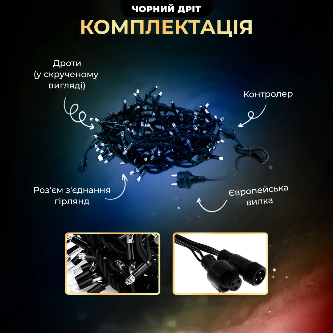 Вулична гірлянда бахрома 12 м мультиколор, фото 3