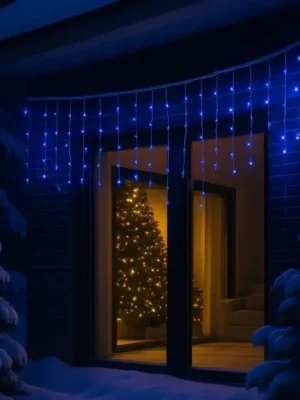 Вулична гірлянда «Бахрома» 20 м, 335 LED, білий дріт, синє світло, фото 2