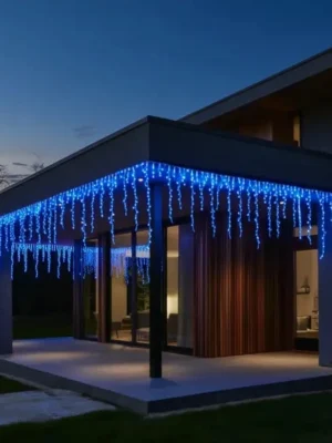 Вулична гірлянда «Бахрома» 25 м, 405 LED, білий дріт, синє світло, фото 2