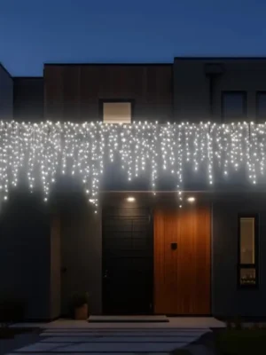 Вулична гірлянда «Бахрома» 25 м, 405 LED, чорний дріт, біле світло, фото 2
