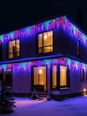 Вулична гірлянда «Бахрома» 25 м, 405 LED, чорний дріт, мультиколор, фото 2