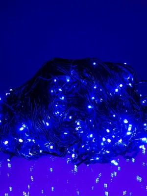 Вулична гірлянда «Бахрома» 25 м, 405 LED, чорний дріт, синє світло, фото 2