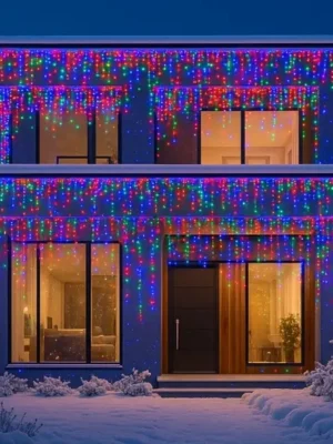 Вулична гірлянда «Бахрома» 36 м, 600 LED, білий дріт, мультиколор, фото 2