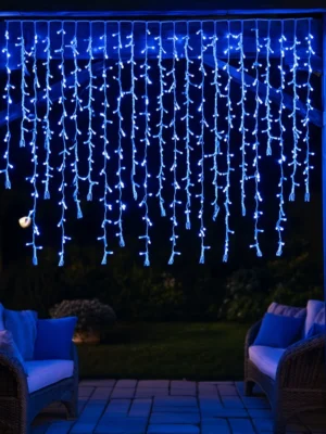 Вулична гірлянда «Бахрома» 36 м, 600 LED, білий дріт, синє світло, фото 2
