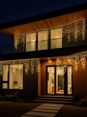 Вулична гірлянда «Бахрома» 36 м, 600 LED, білий дріт, жовте світло, фото 2