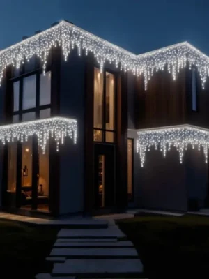 Вулична гірлянда «Бахрома» 50 м, 840 LED, білий дріт, біле світло, фото 2