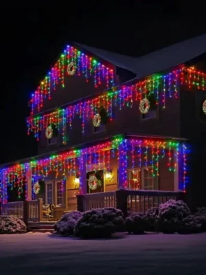 Вулична гірлянда «Бахрома» 50 м, 840 LED, білий дріт, мультиколор, фото 2