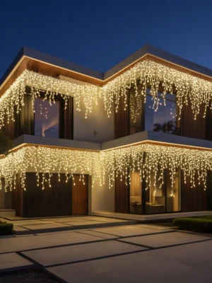 Вулична гірлянда «Бахрома» 50 м, 840 LED, білий дріт, жовте світло, фото 2