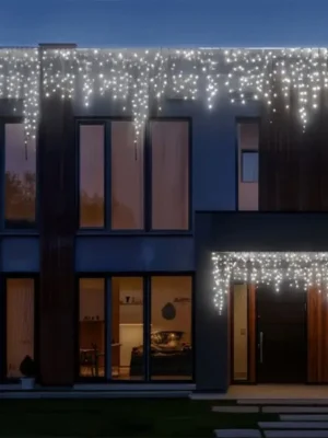 Вулична гірлянда «Бахрома» 50 м, 840 LED, чорний дріт, біле світло, фото 2