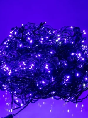 Вулична гірлянда «Бахрома» 50 м, 840 LED, чорний дріт, синє світло, фото 2