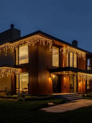 Вулична гірлянда «Бахрома» 50 м, 840 LED, чорний дріт, жовте світло, фото 2
