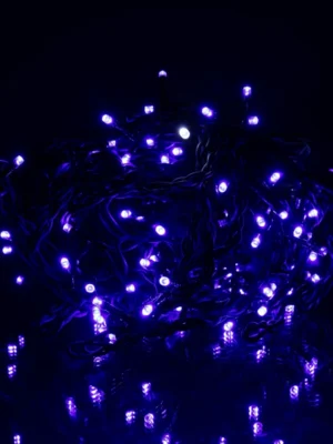 Вулична гірлянда «Бахрома» 6 м, 105 LED, чорний дріт, синє світло, фото 2
