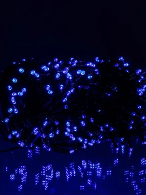 Вулична гірлянда на сонячній батареї 100 м, 1000 LED, синє світло, фото 2