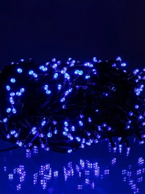 Вулична гірлянда на сонячній батареї 30 м, 300 LED, синє світло, фото 2