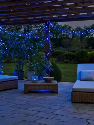 Вулична гірлянда на сонячній батареї 50 м, 500 LED, синє світло, фото 2