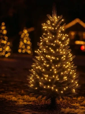 Вулична гірлянда «Нитка» 30 м, 300 LED, білий дріт, жовте світло, фото 2