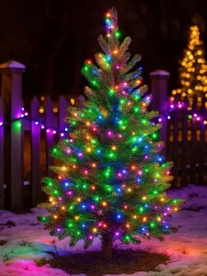 Вулична гірлянда «Нитка» 30 м, 300 LED, чорний дріт, мультиколор, фото 2