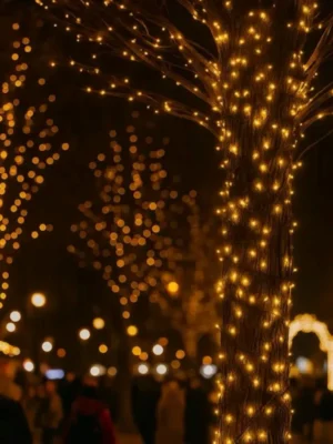 Вулична гірлянда «Нитка» 30 м, 300 LED, чорний дріт, жовте світло, фото 2