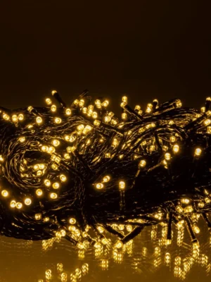 Вулична гірлянда «Різдвяна фея» 50 м, 500 LED, чорний дріт, жовте світло, фото 2